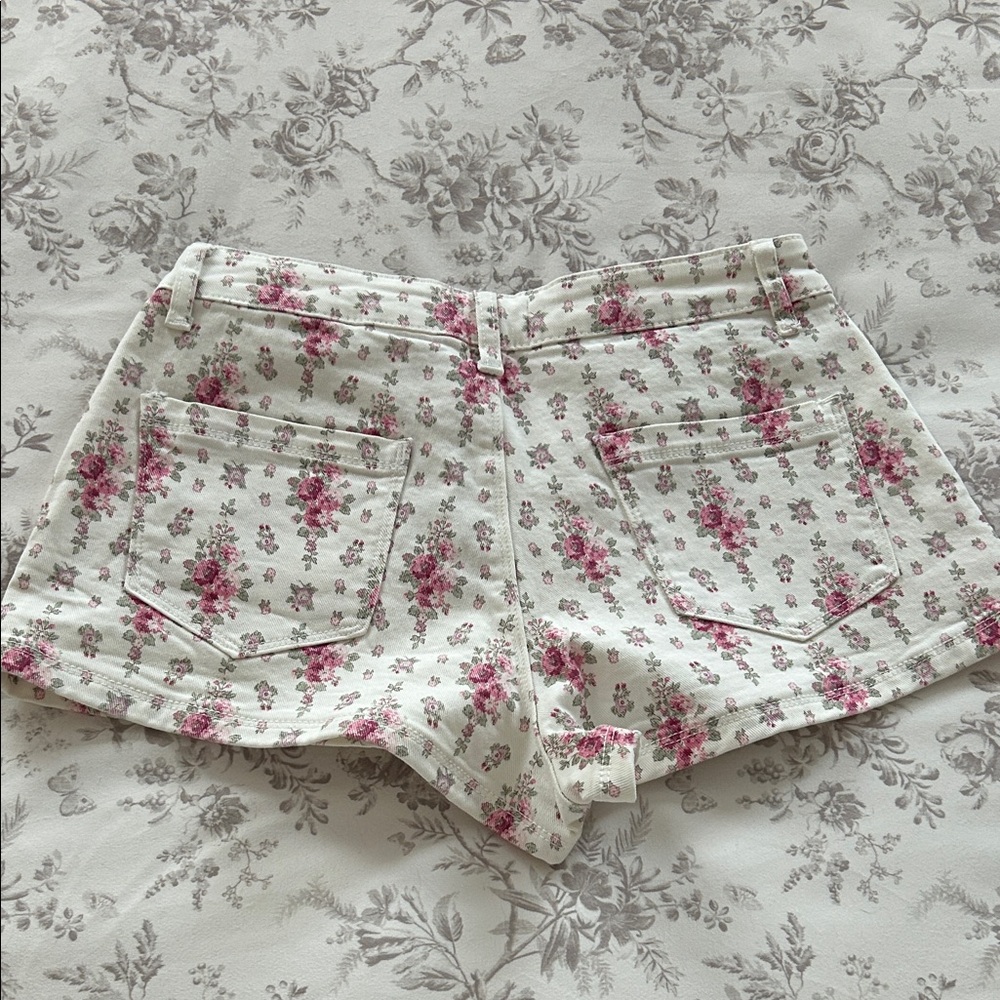 Sugar Thrillz Pink Floral High Waist Shorts - Picture 2 of 2